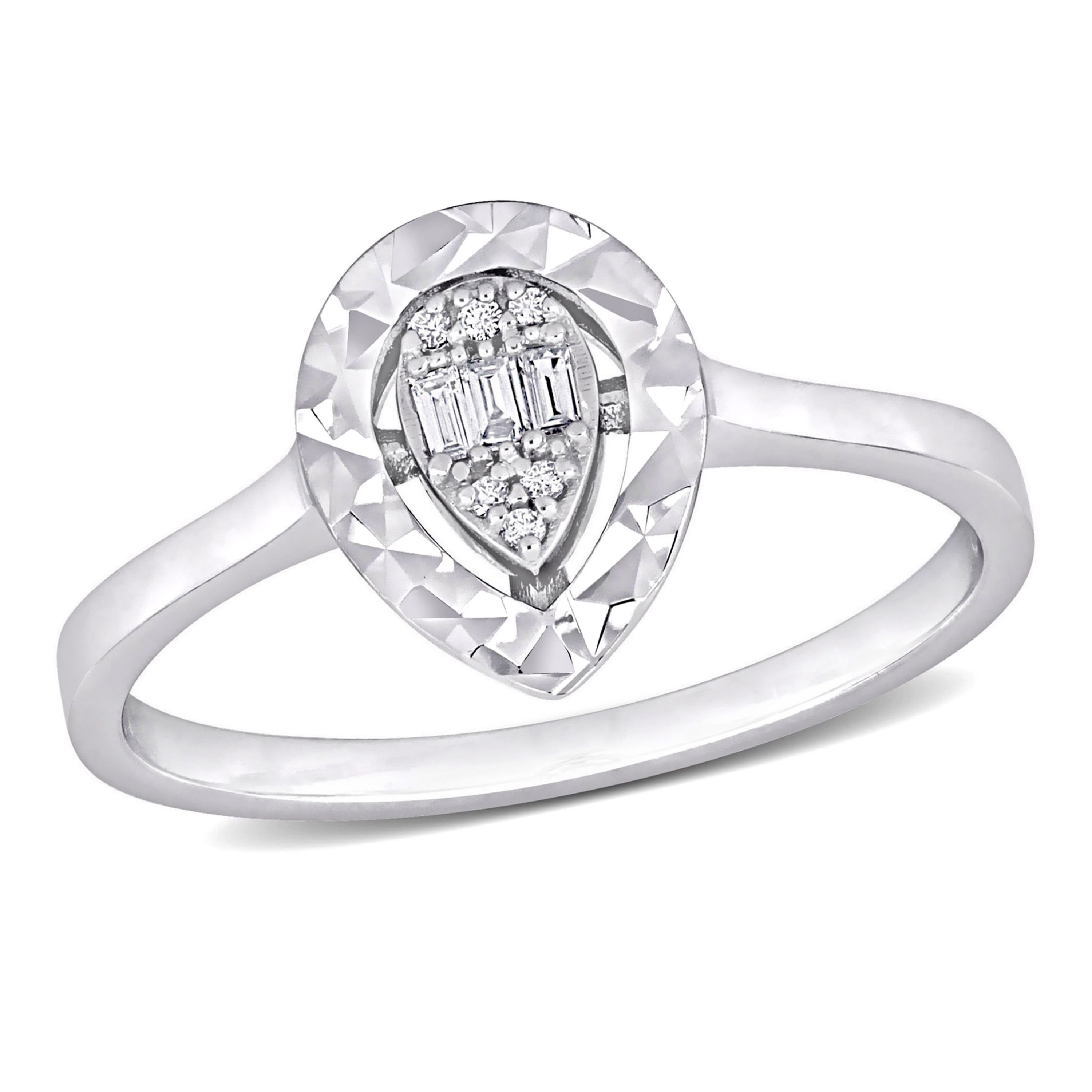 Pear Shape Diamond Accent Ring in 14K White Gold