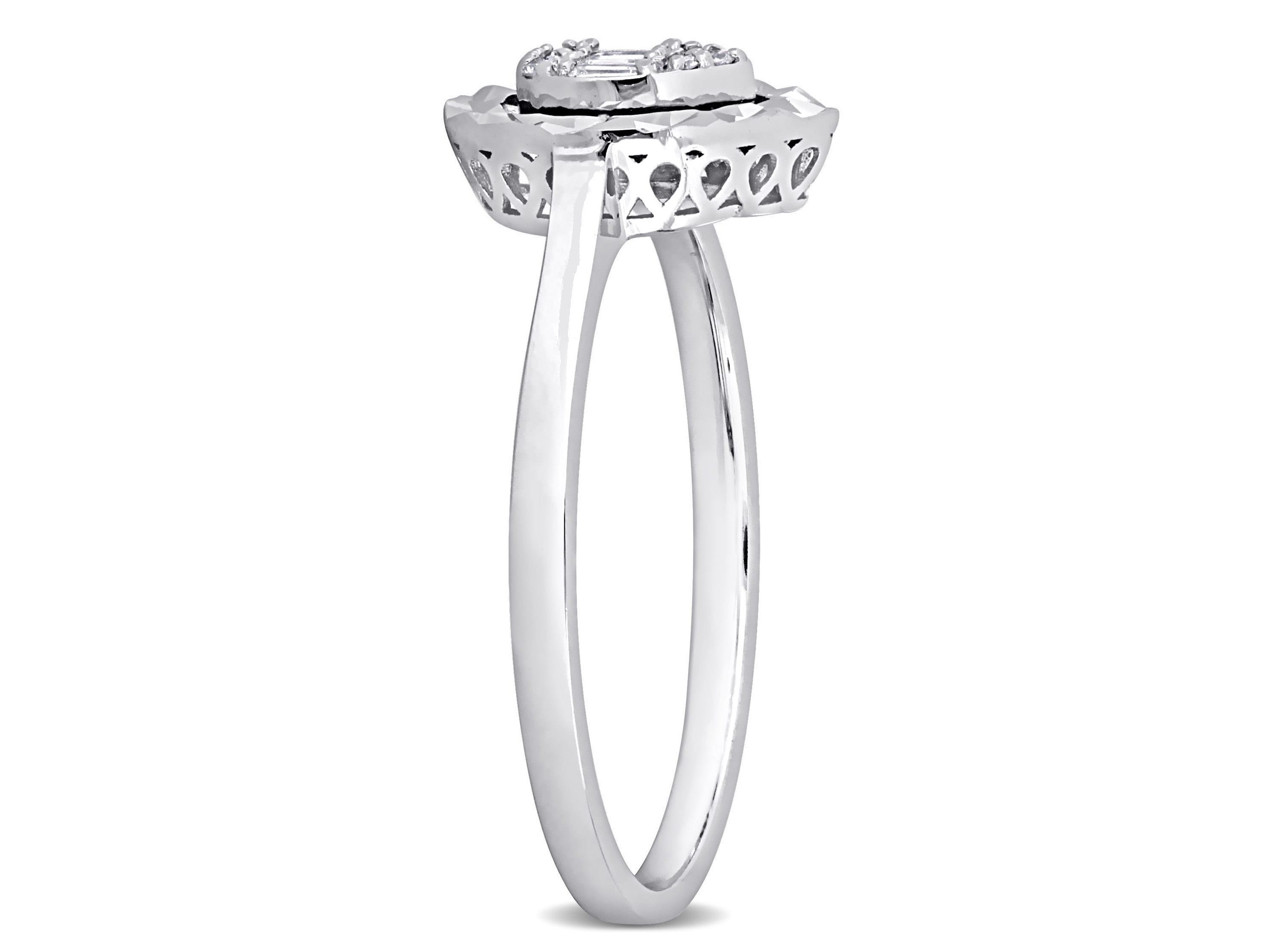 Pear Shape Diamond Accent Ring in 14K White Gold