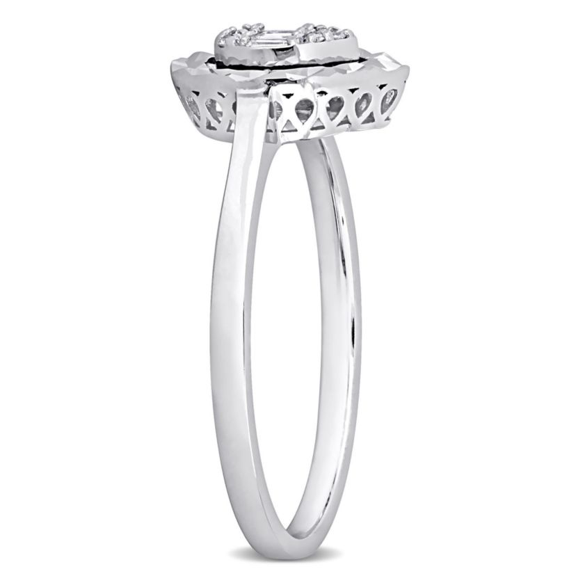 Pear Shape Diamond Accent Ring in 14K White Gold