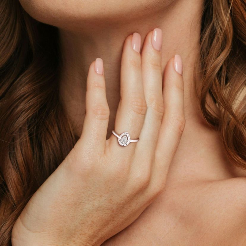 Pear Shape Diamond Accent Ring in 14K White Gold