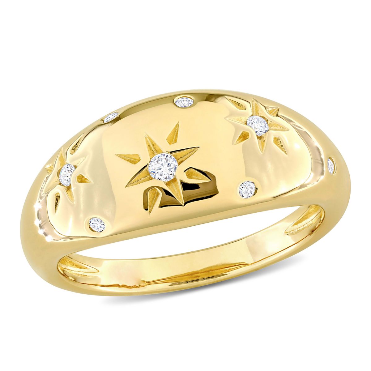 1/10 ct. t.w. Diamond Dome-Shaped Star Ring in 10K Yellow Gold
