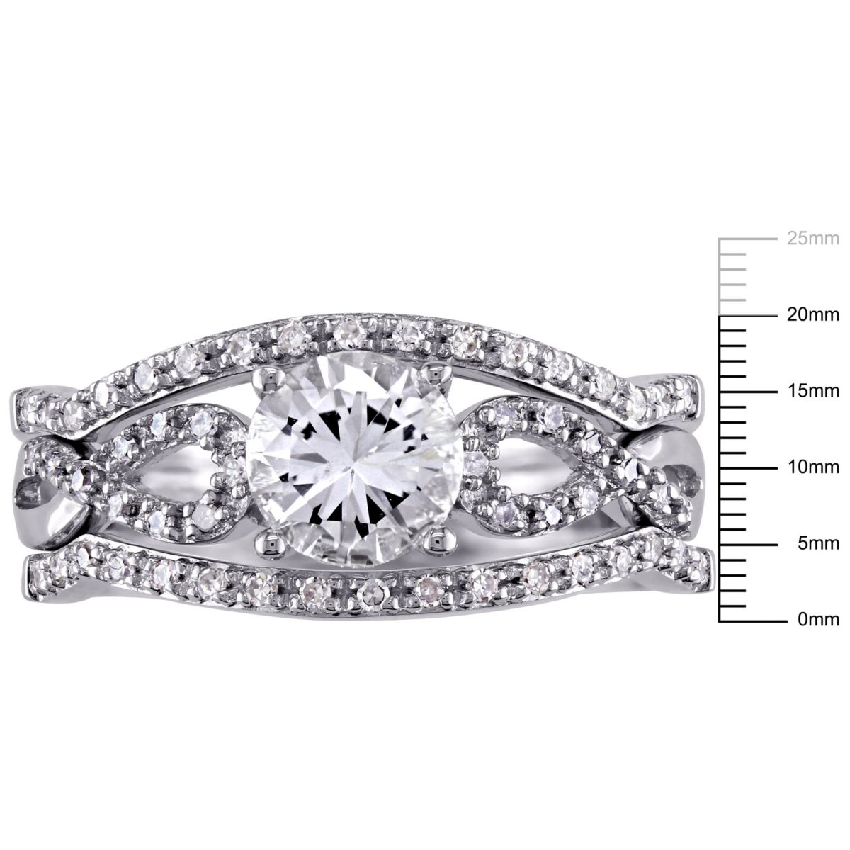 Lab Created Created White Sapphire and 1/4 ct. t.w. Diamond Infinity Bridal Ring Set in 10K White Gold