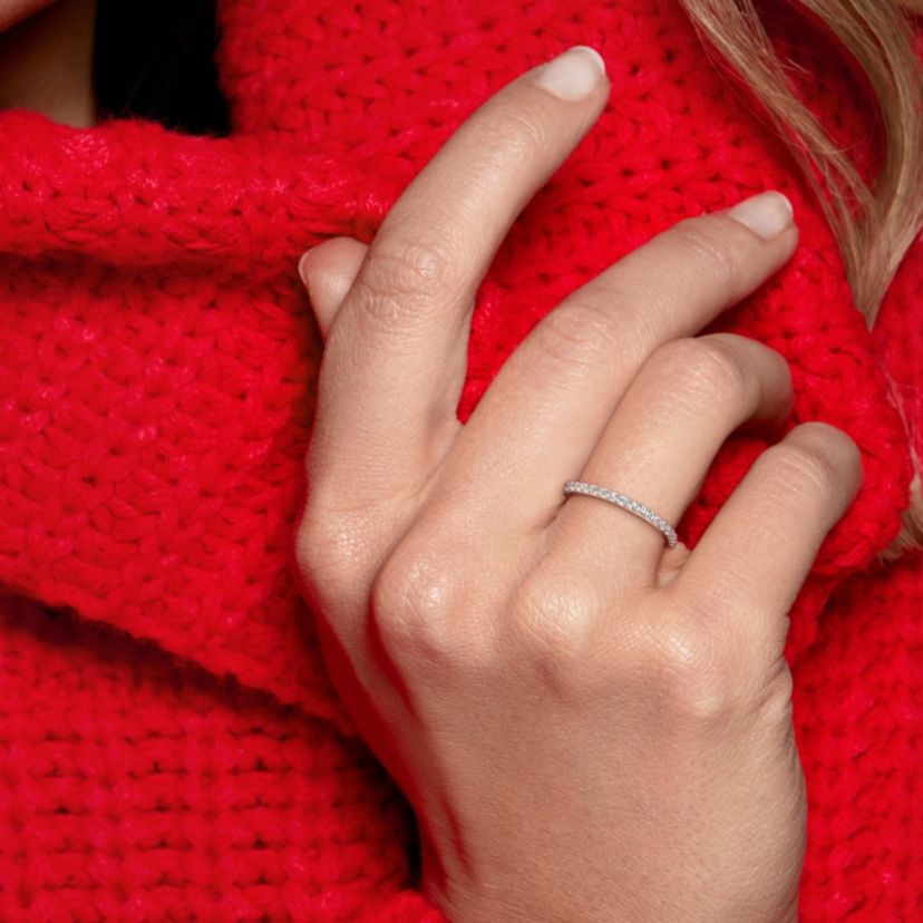Lab Created Created White Sapphire Semi-Eternity Ring in 10K Yellow Gold