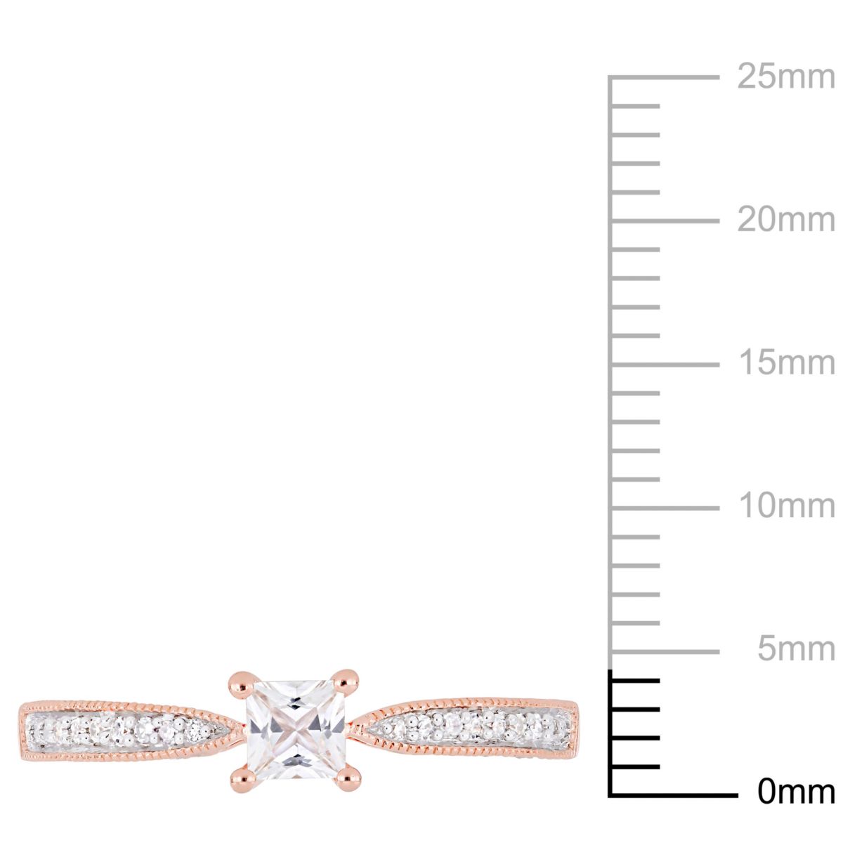 Lab Created Created White Sapphire and Diamond Engagement Ring in Rose Plated Sterling Silver