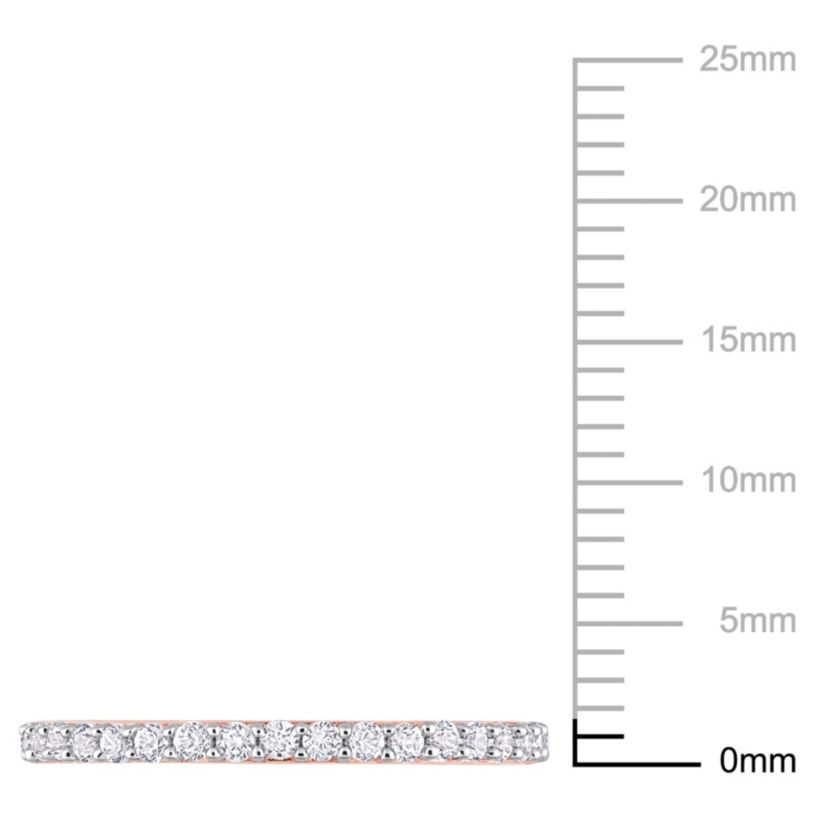 Lab Created Created White Sapphire Semi-Eternity Ring in 10K Rose Gold