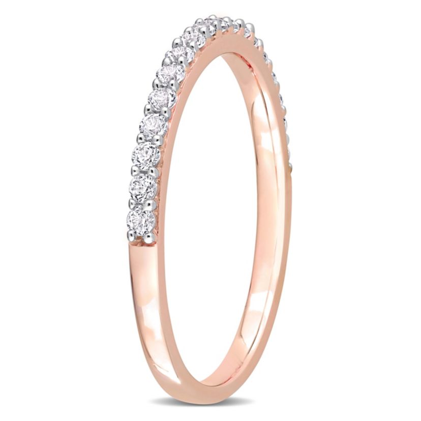 Lab Created Created White Sapphire Semi-Eternity Ring in 10K Rose Gold