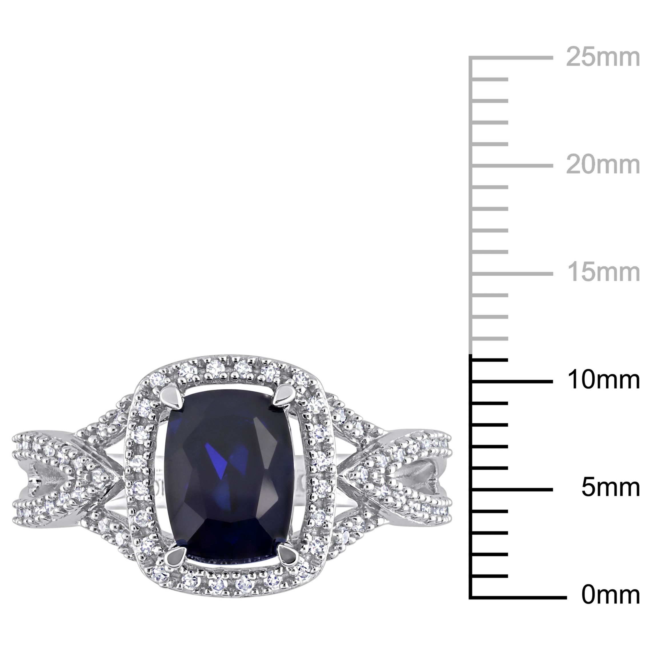 Lab Created Created Blue Sapphire and 1/6 ct. t.w. Diamond Crossover Ring in 10K White Gold