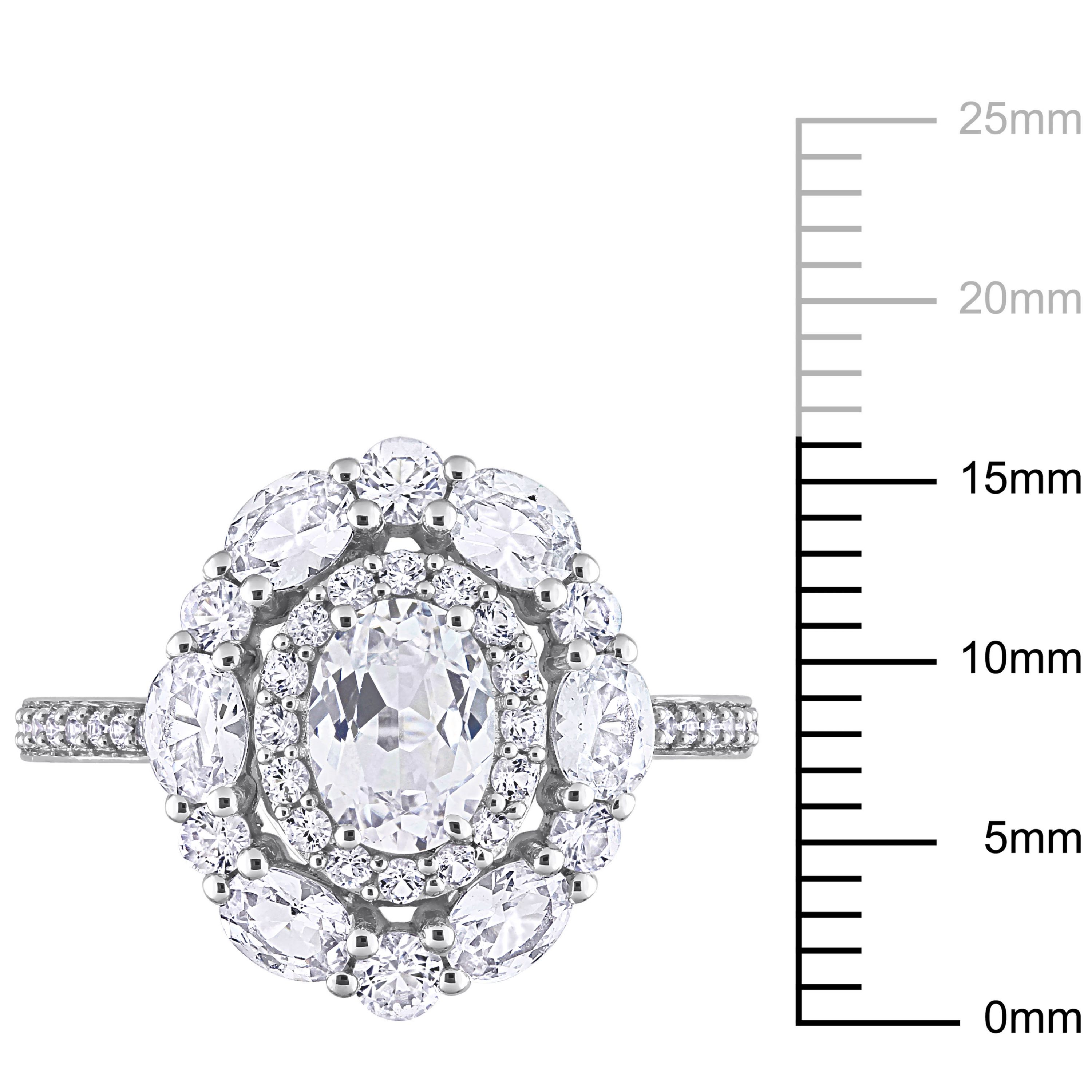 Lab Created Created White Sapphire Fancy Halo Engagement Ring in 10K White Gold