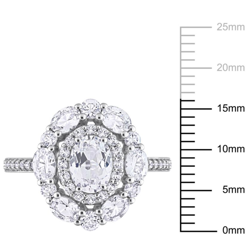 Lab Created Created White Sapphire Fancy Halo Engagement Ring in 10K White Gold