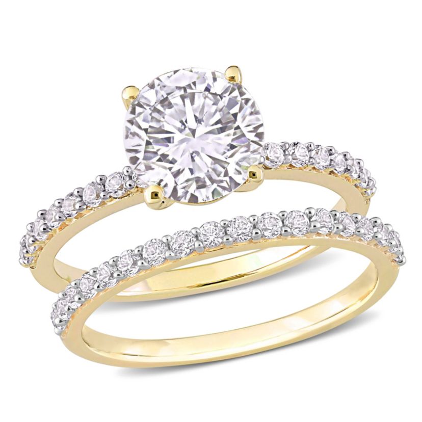 Lab Created Created White Sapphire Bridal Ring Set in 10K Yellow Gold