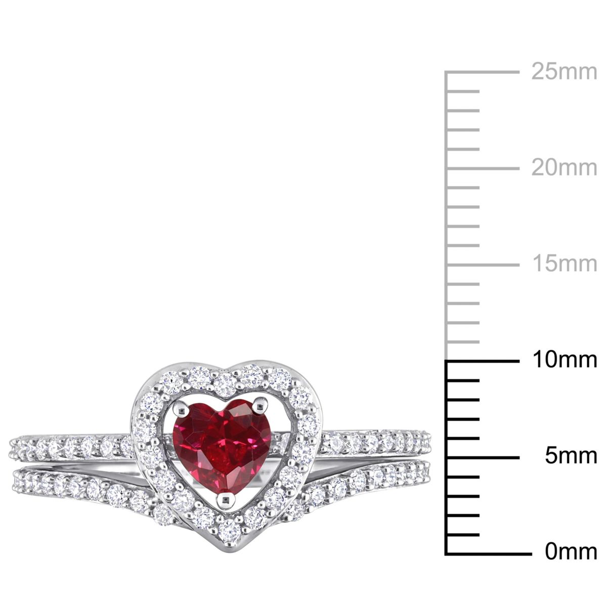 Lab Created Created Ruby and 1/2 ct. t.w. Diamond Bridal Ring Set in 10K White Gold