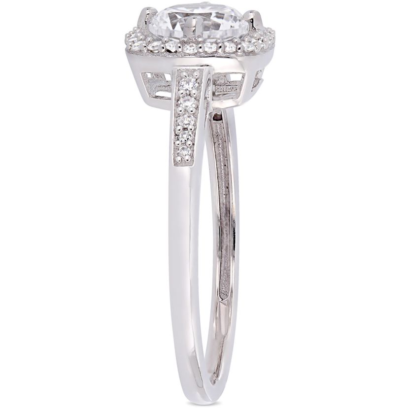 Lab Created 3-Pc Set of Created White Sapphire and 1/3 ct. t.w. Diamond Square Halo Ring, Earrings and Pendant with Chain in 10K White Gold