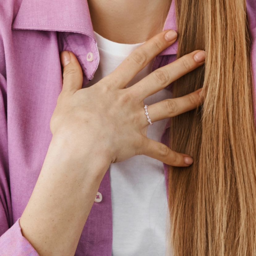 Lab Created Created White Sapphire Anniversary Ring in 10K White Gold