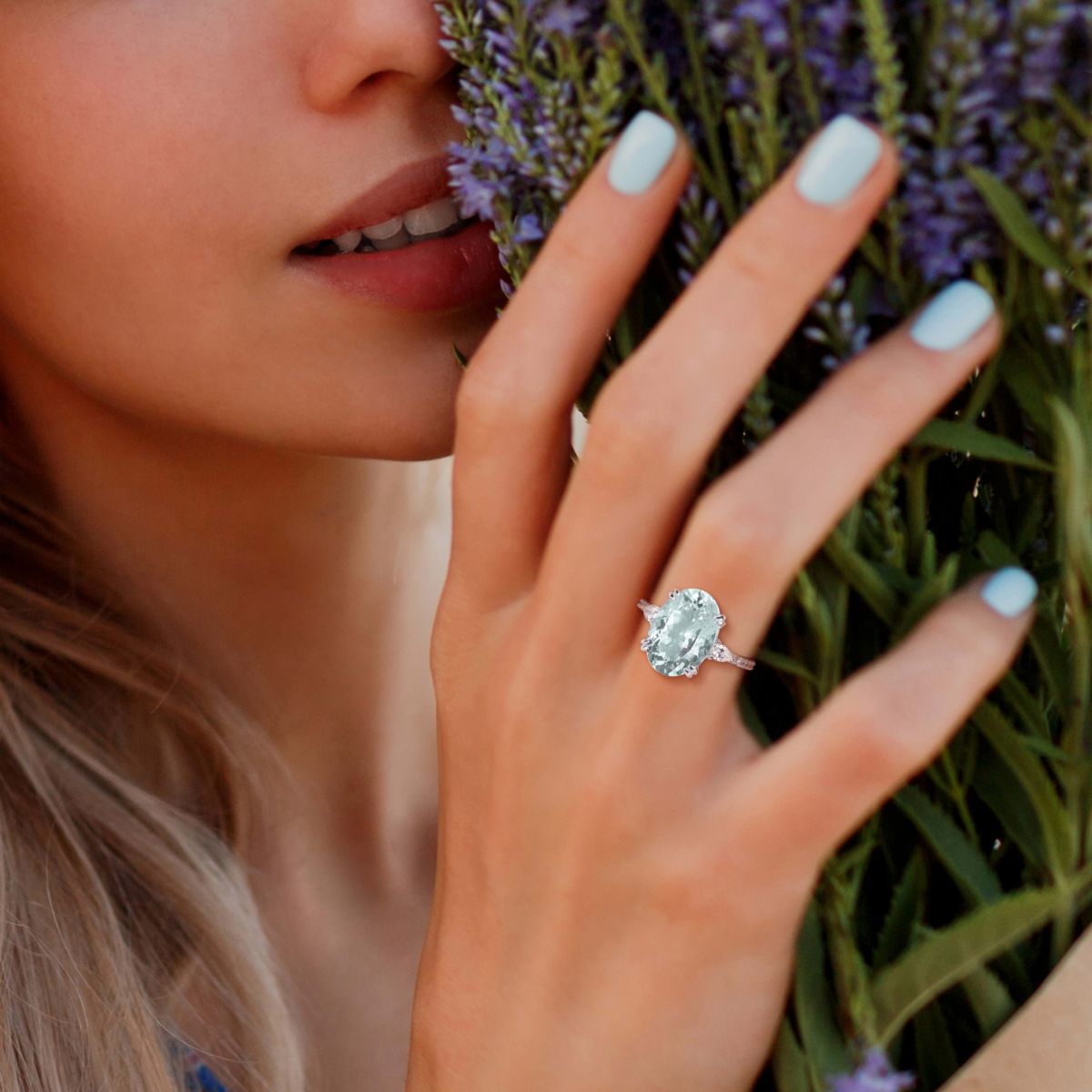 Lab Created Created White Sapphire Halo Ring in 10K White Gold