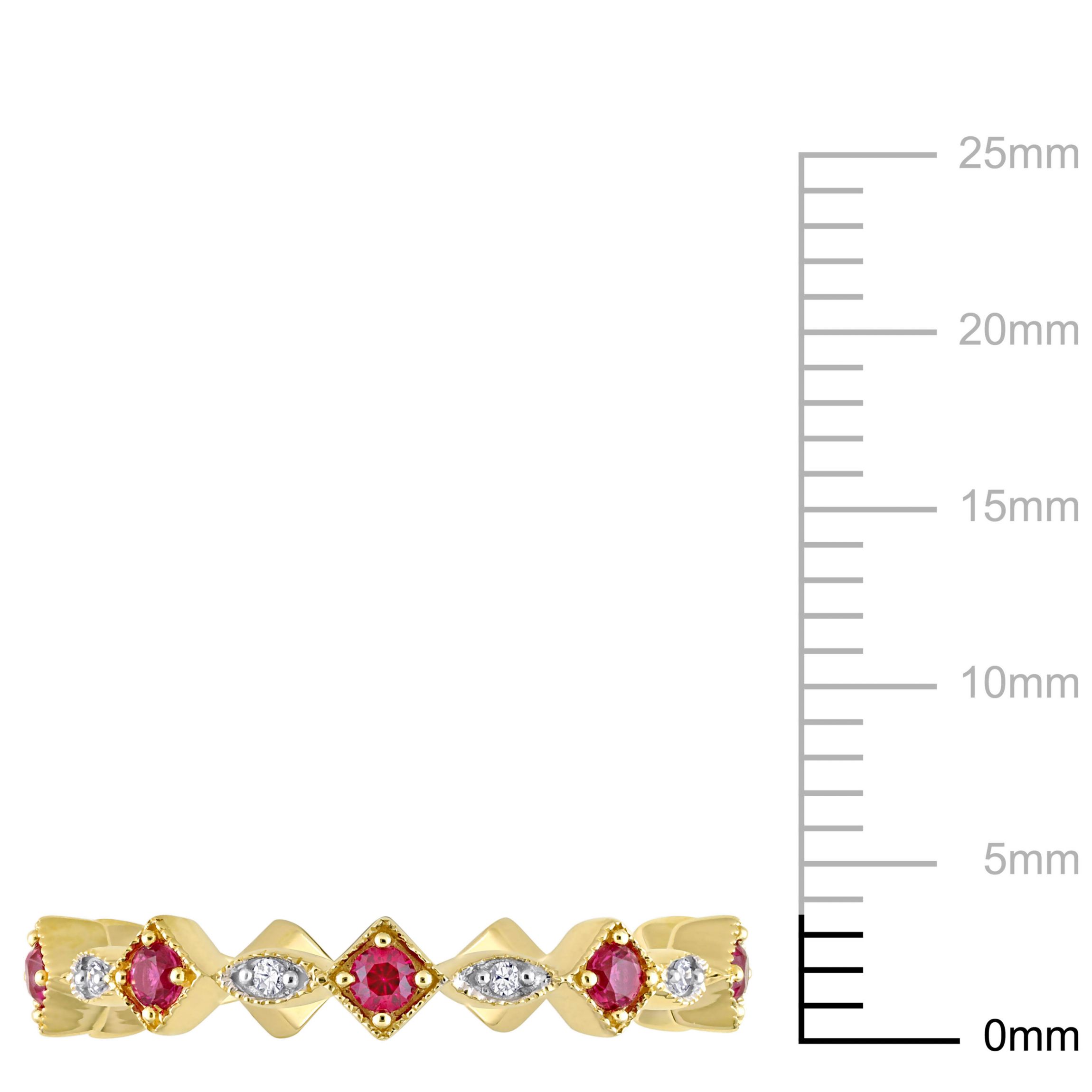 Lab Created Created Ruby and Diamond Accent Eternity Ring in 10K Yellow Gold