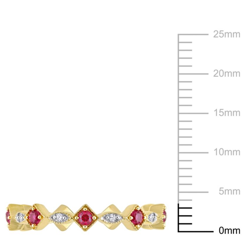 Lab Created Created Ruby and Diamond Accent Eternity Ring in 10K Yellow Gold