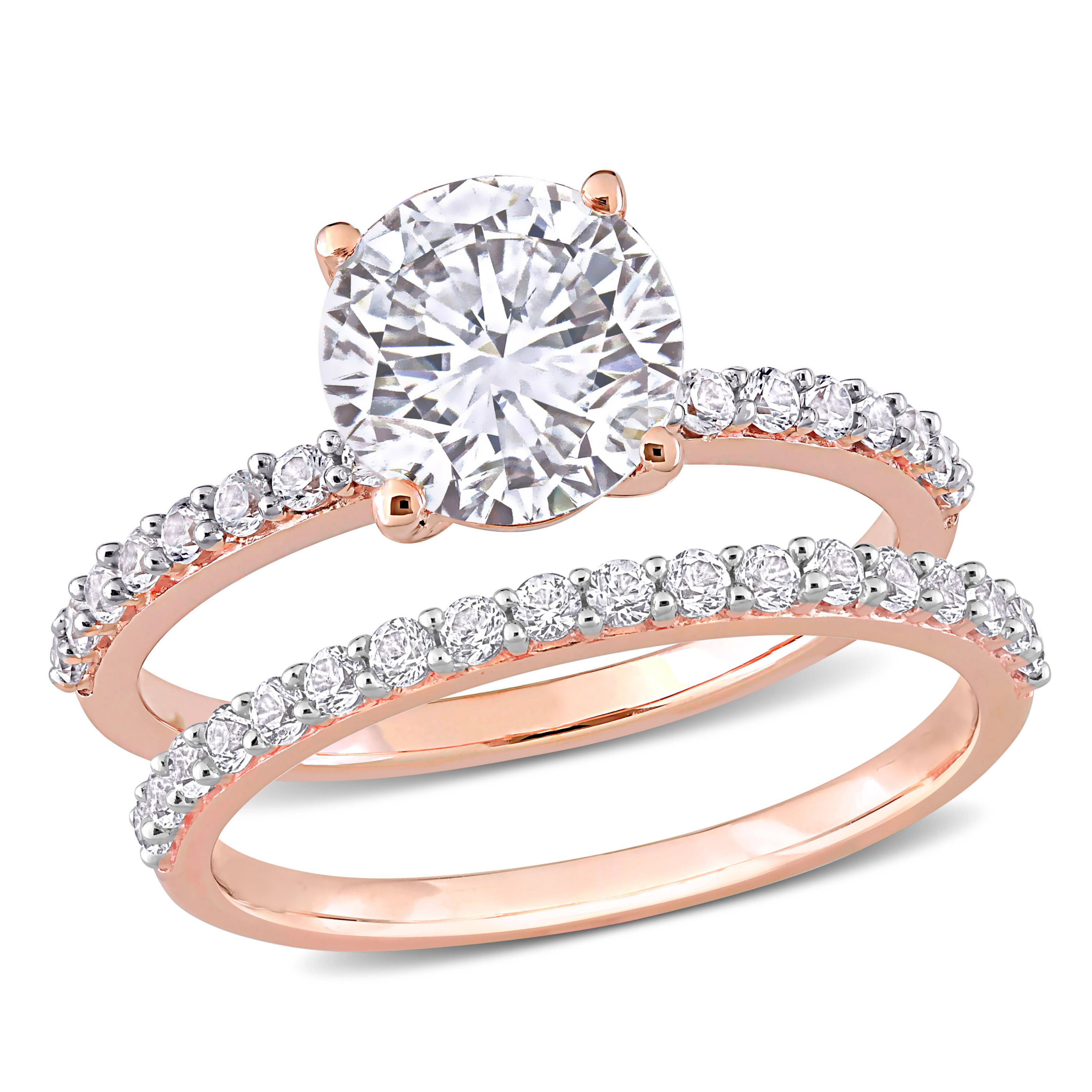 Lab Created Created White Sapphire Bridal Ring Set in 10K Rose Gold