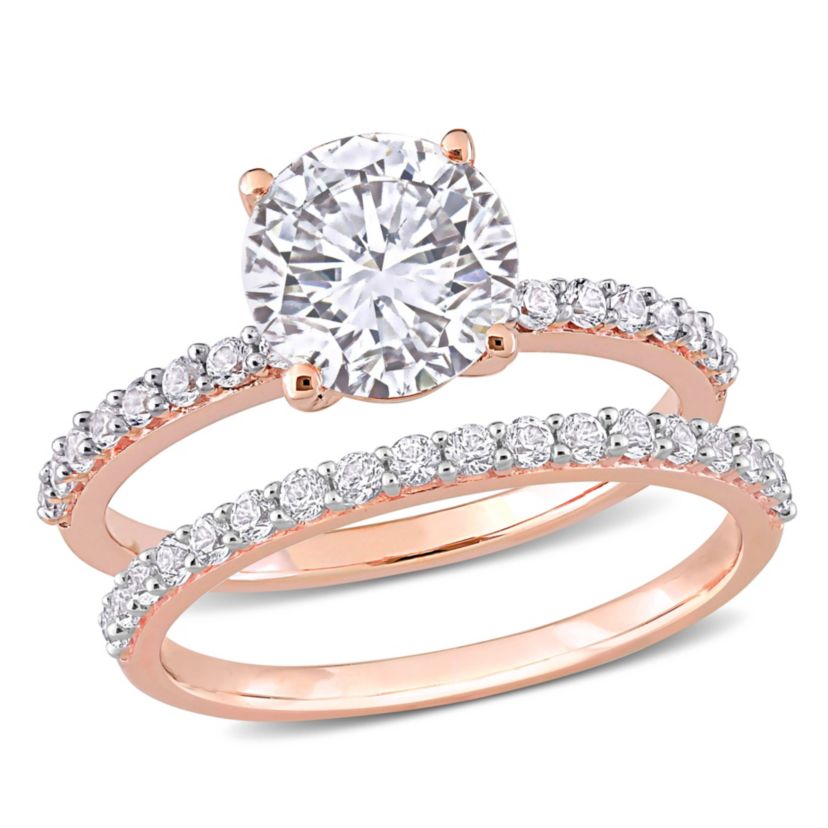 Lab Created Created White Sapphire Bridal Ring Set in 10K Rose Gold
