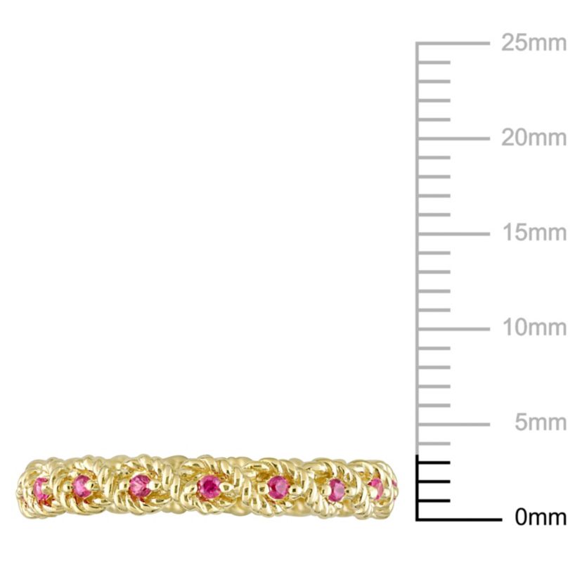 Lab Created Created Ruby Infinity Eternity Ring in 10K Yellow Gold