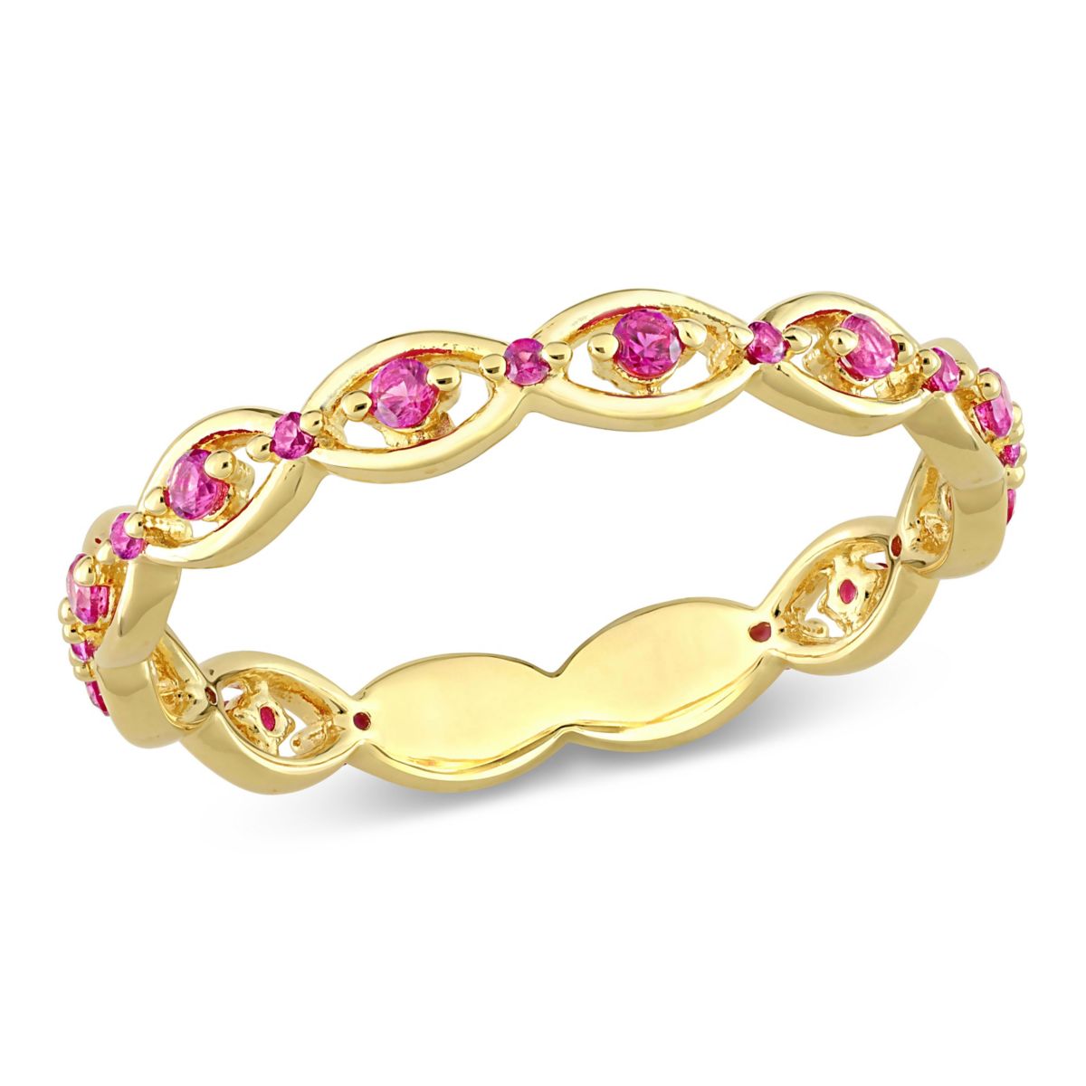 Lab Created Created Ruby Eternity Ring in Yellow Plated Sterling Silver