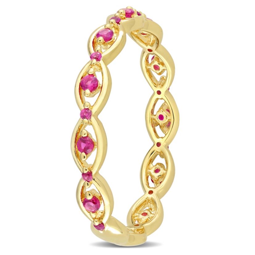 Lab Created Created Ruby Eternity Ring in Yellow Plated Sterling Silver