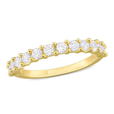 Belk & Co Lab Created White Sapphire Anniversary Ring in Rose Plated Sterling Silver, Yellow, 6