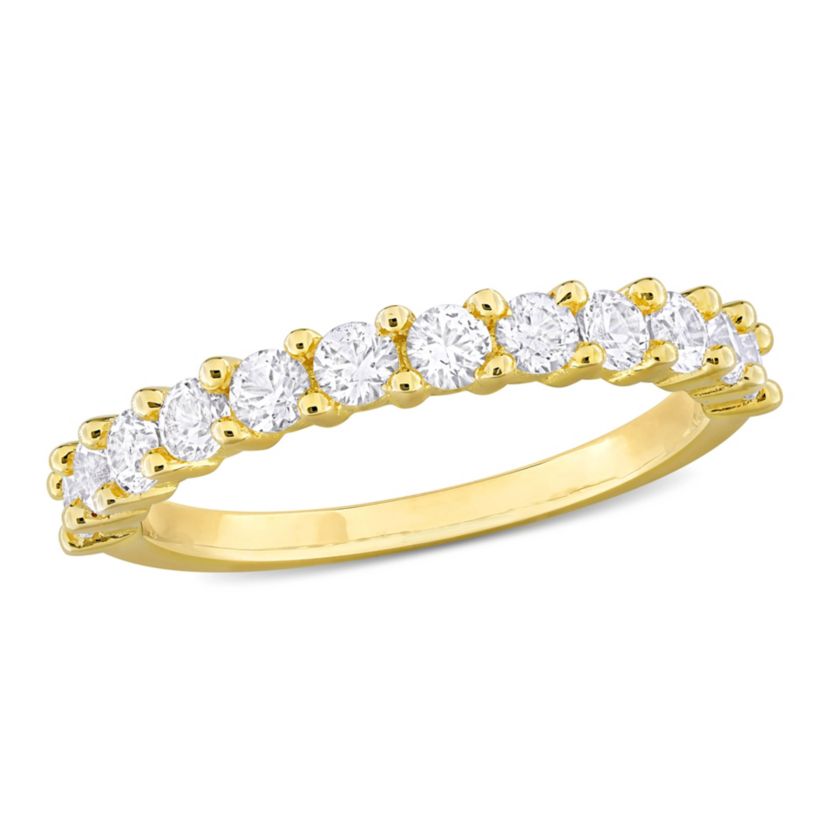 Lab Created Created White Sapphire Anniversary Ring in Rose Plated Sterling Silver