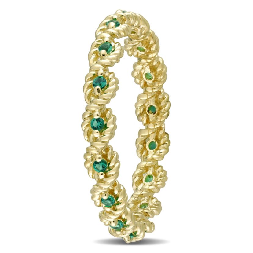 Lab Created Created Emerald Infinity Eternity Ring in 10K Yellow Gold