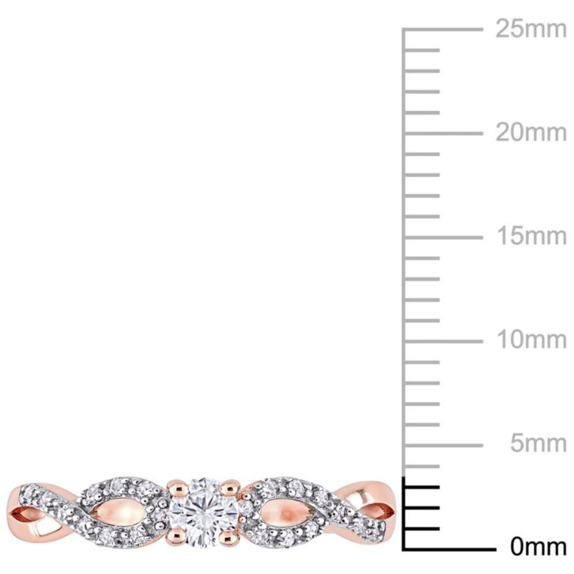 Lab Created Created White Sapphire and 1/10 ct. t.w. Diamond Infinity Ring in Rose Plated Sterling Silver