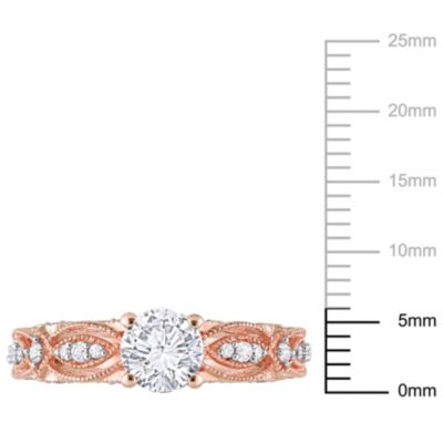 Lab Created White Sapphire and 1/10 ct. t.w. Diamond Vintage Ring 10K Rose Gold