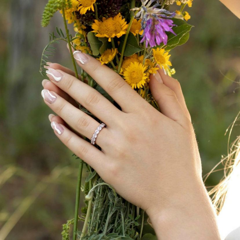 Lab Created Created White Sapphire Eternity Ring in Sterling Silver
