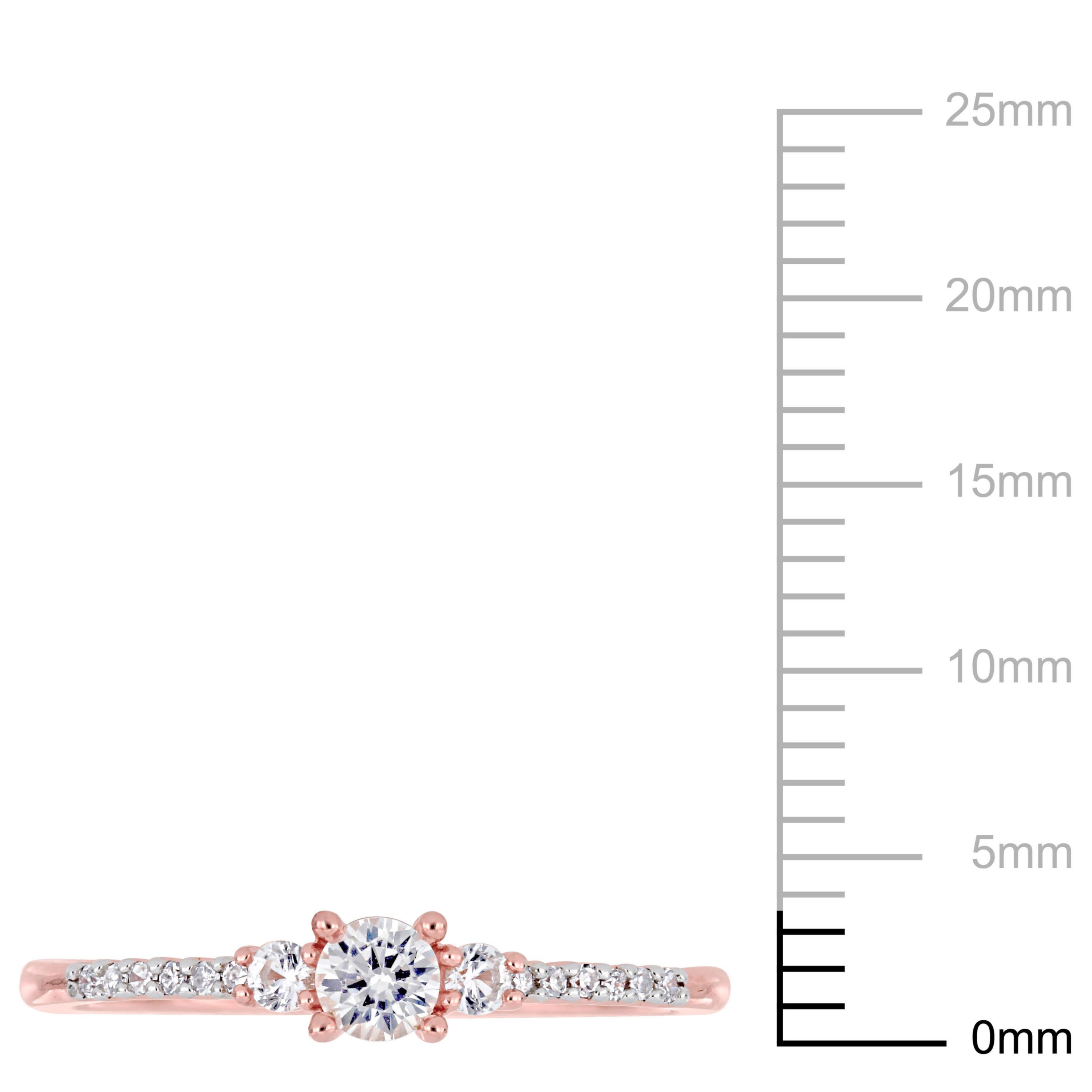 Lab Created Created White Sapphire and Diamond Accent Promise Ring in Rose Plated Sterling Silver