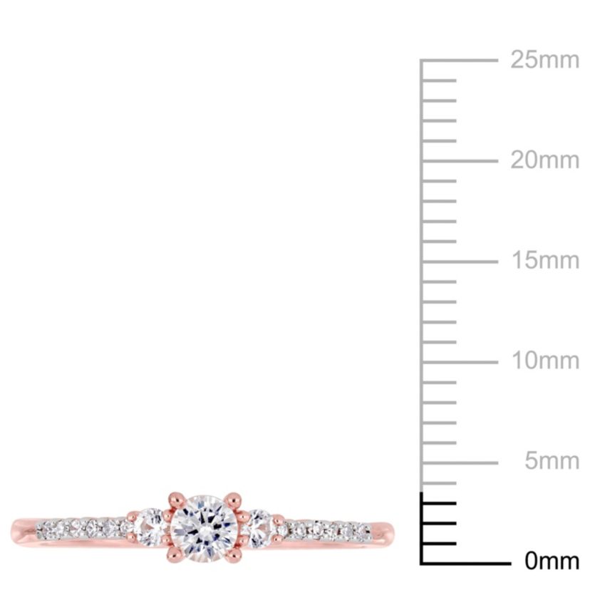 Lab Created Created White Sapphire and Diamond Accent Promise Ring in Rose Plated Sterling Silver