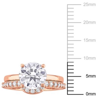 Lab Created White Sapphire Bridal Ring Set 10K Rose Gold