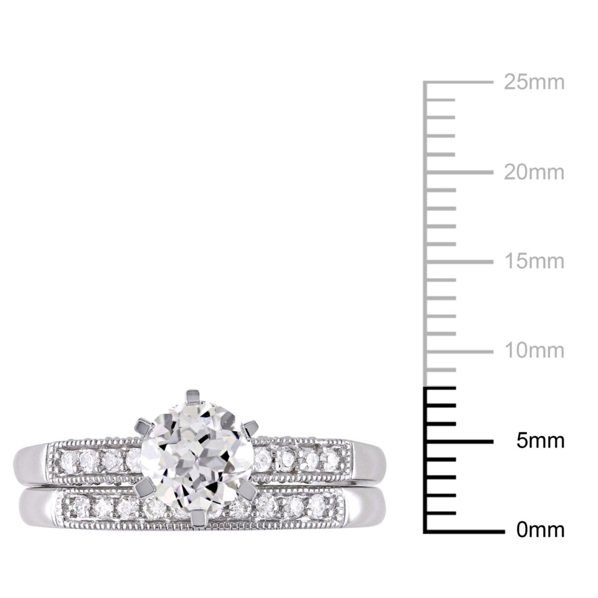 Lab Created Created White Sapphire and 1/3 ct. t.w. Diamond Bridal Ring Set in 10K White Gold