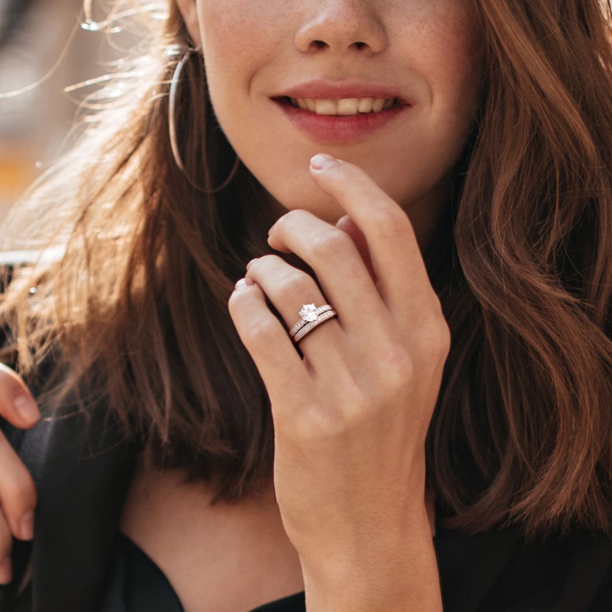 Lab Created Created White Sapphire and 1/3 ct. t.w. Diamond Bridal Ring Set in 10K White Gold