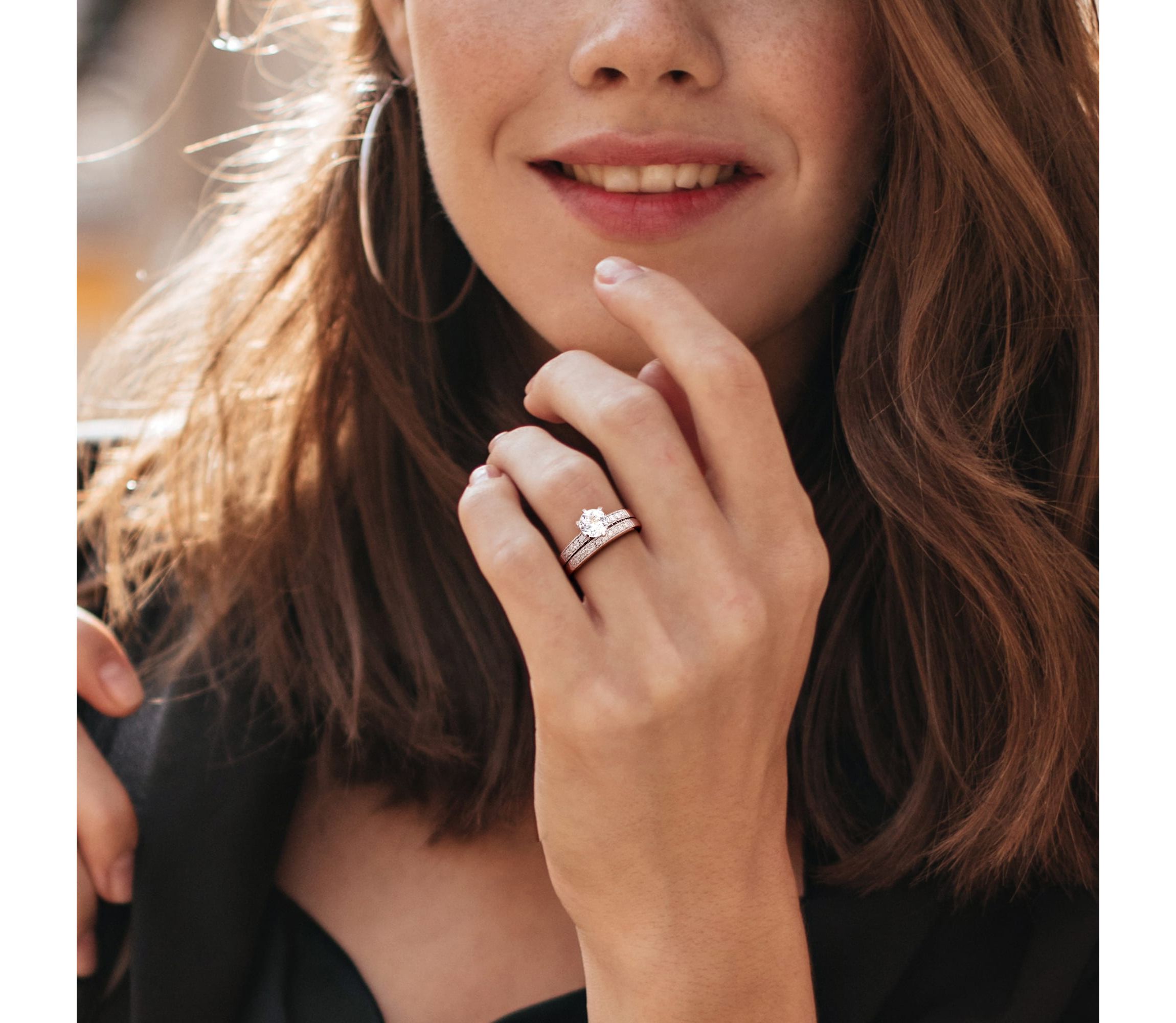 Lab Created Created White Sapphire and 1/3 ct. t.w. Diamond Bridal Ring Set in 10K White Gold