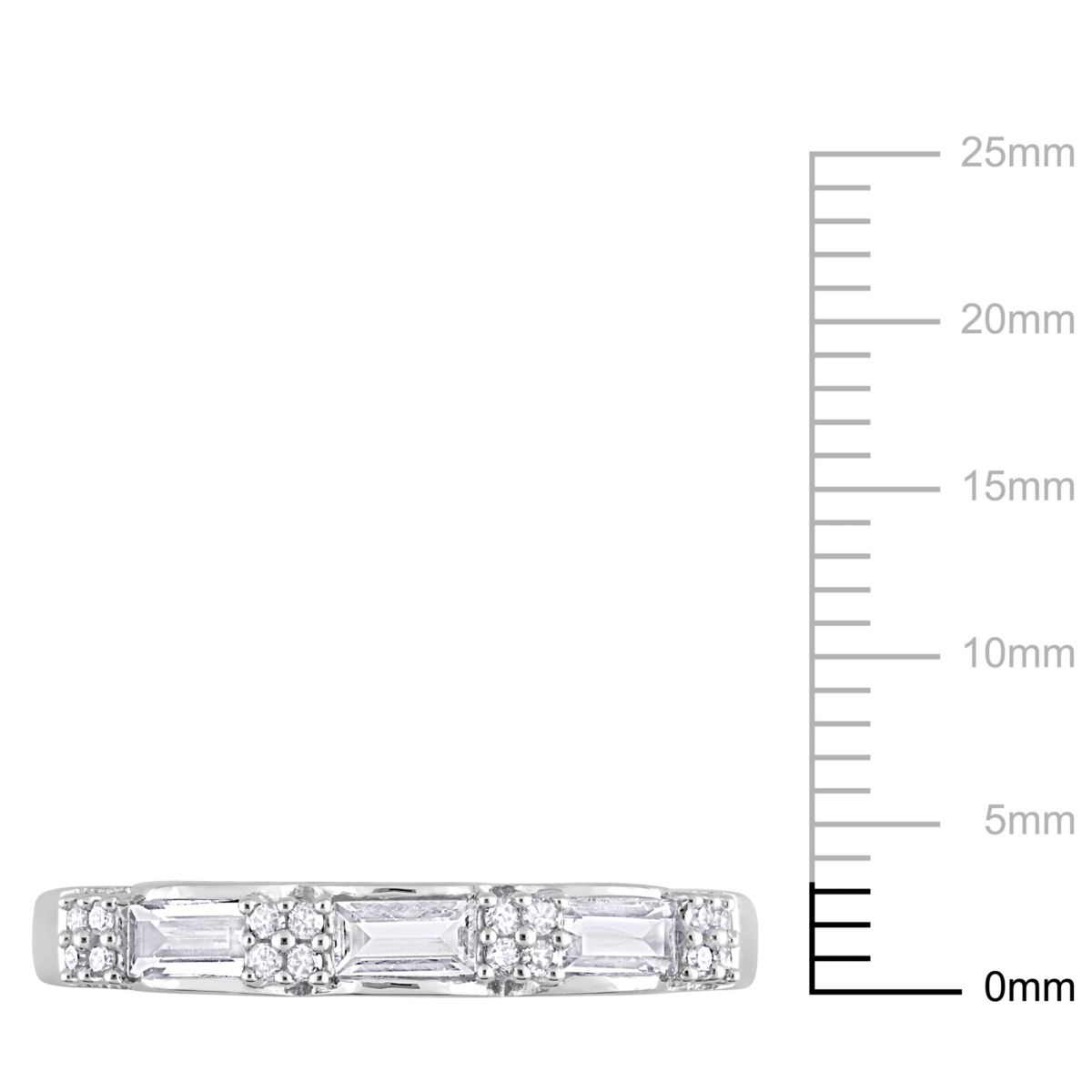 Lab Created Created White Sapphire and 1/10 ct. t.w. Diamond Semi-eternity Ring in 10K White Gold