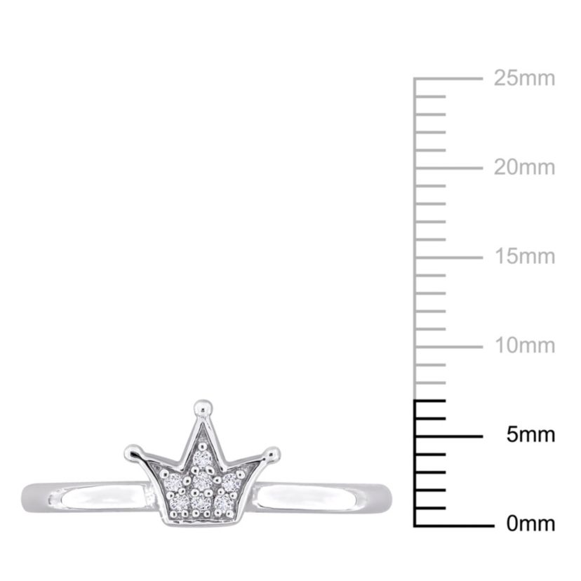 Lab Created Created White Sapphire Cluster Crown Ring in Sterling Silver