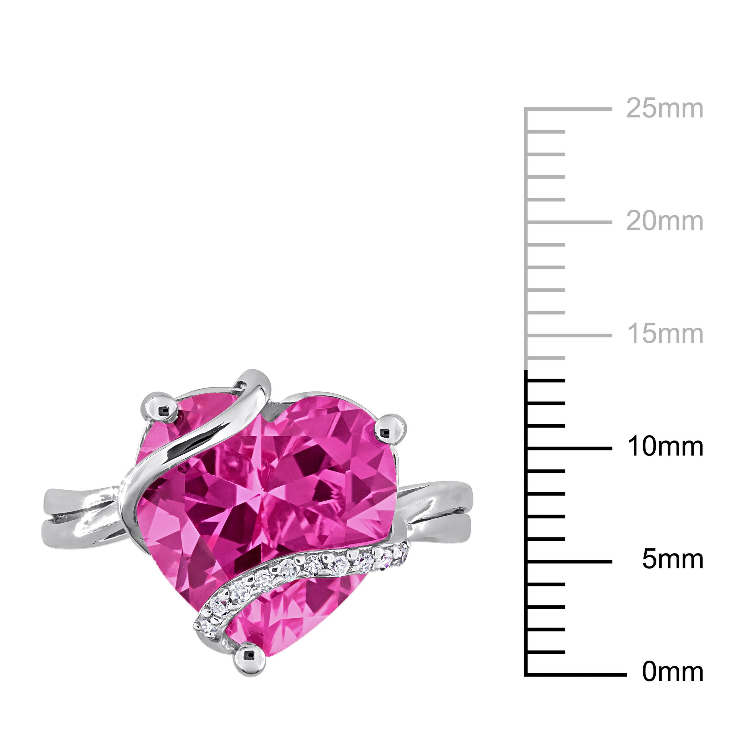 Lab Created Created Pink Sapphire and Diamond Accent Heart Wrapped Ring in Sterling Silver