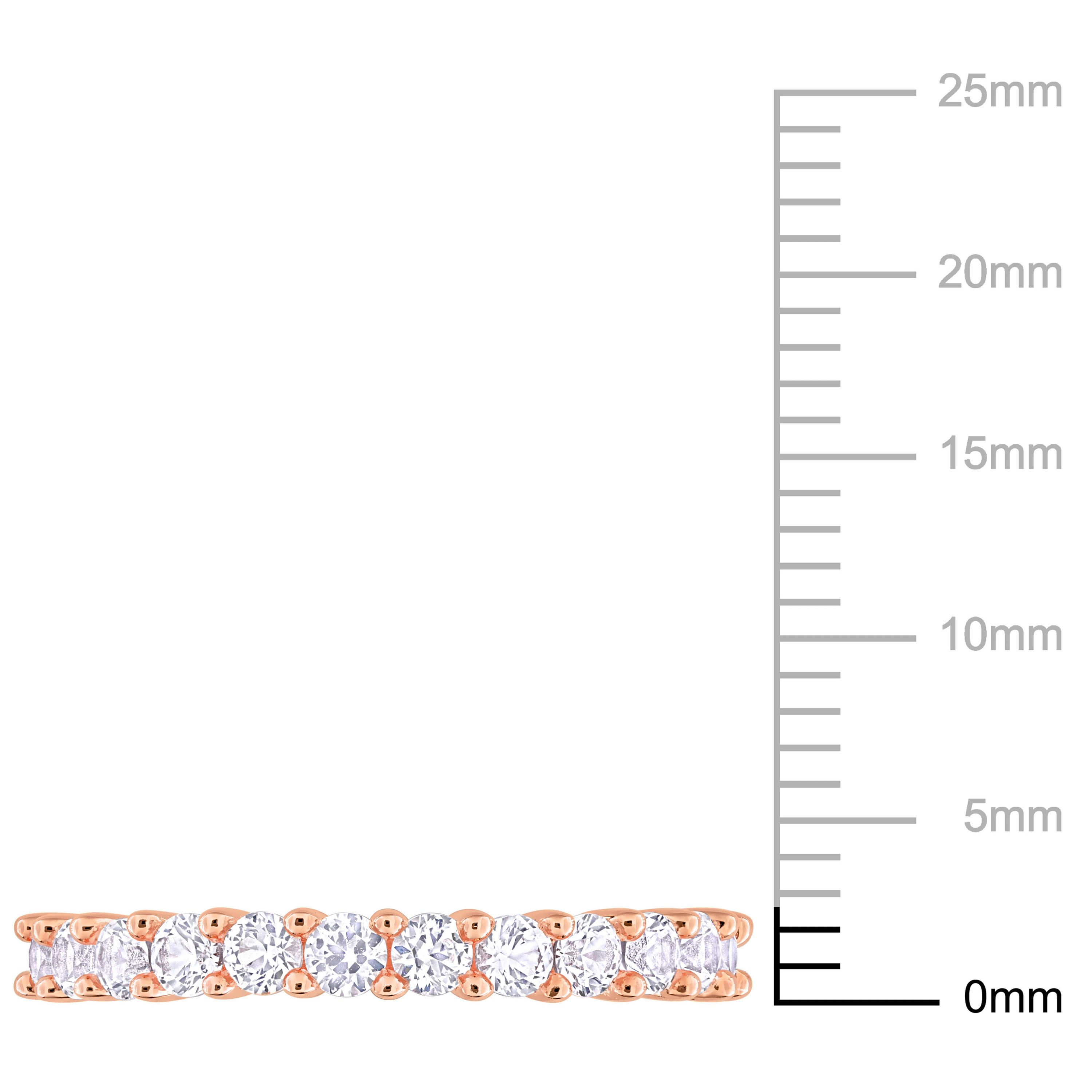 Lab Created Created White Sapphire Anniversary Ring in Rose Plated Sterling Silver