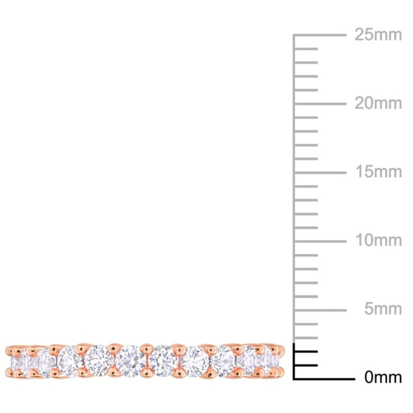 Lab Created Created White Sapphire Anniversary Ring in Rose Plated Sterling Silver