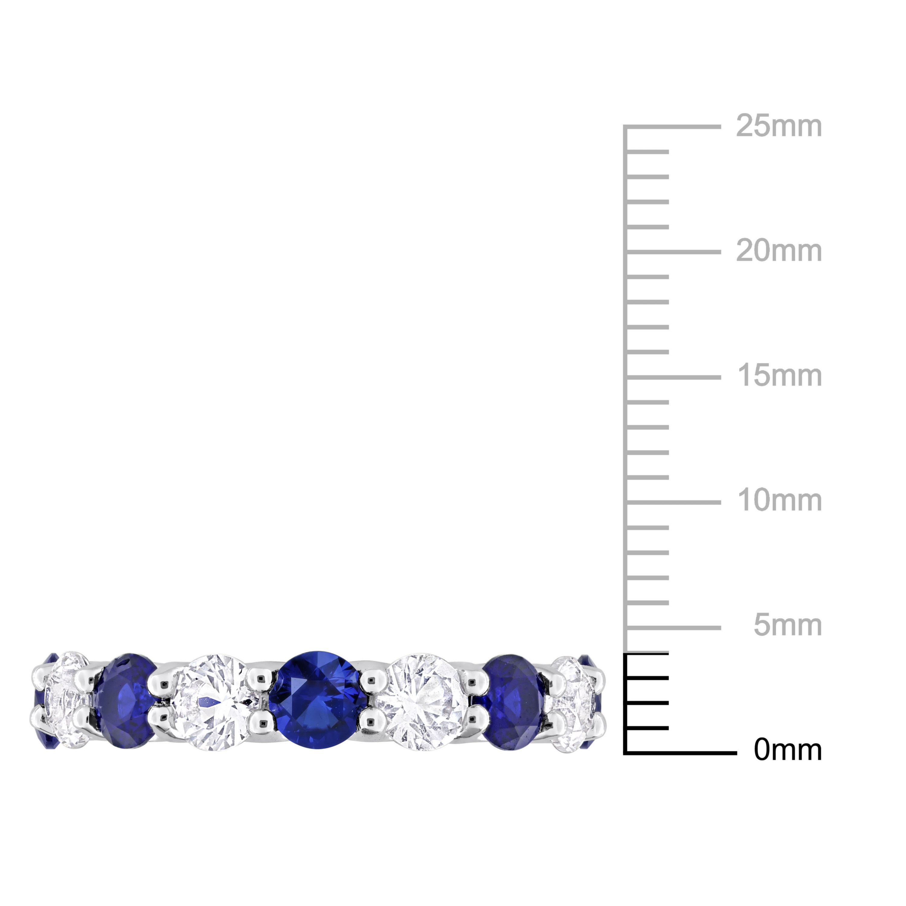 Lab Created Created Blue and White Sapphire Eternity Band Ring in Sterling Silver