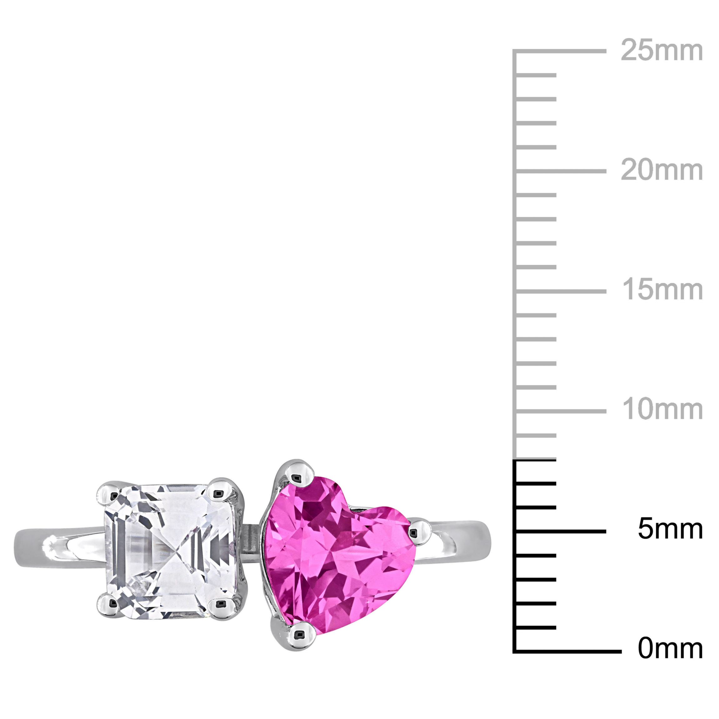 Lab Created Created Pink and White Sapphire Open Heart Ring in Sterling Silver