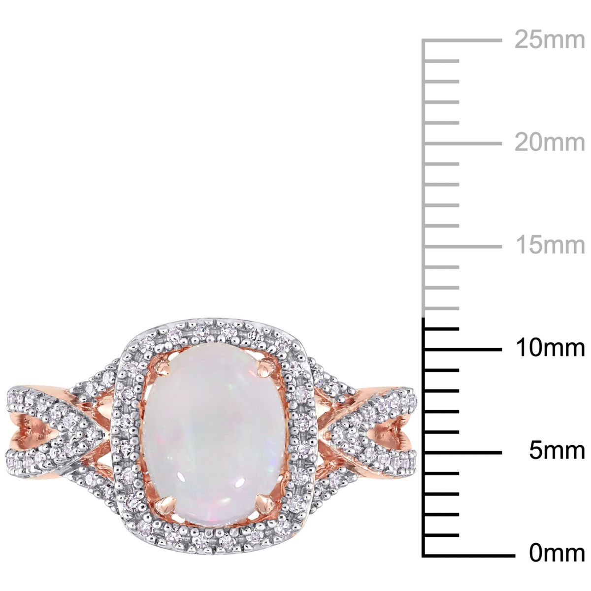 Opal and 1/6 ct. t.w. Diamond Split Shank Ring in 10K Rose Gold