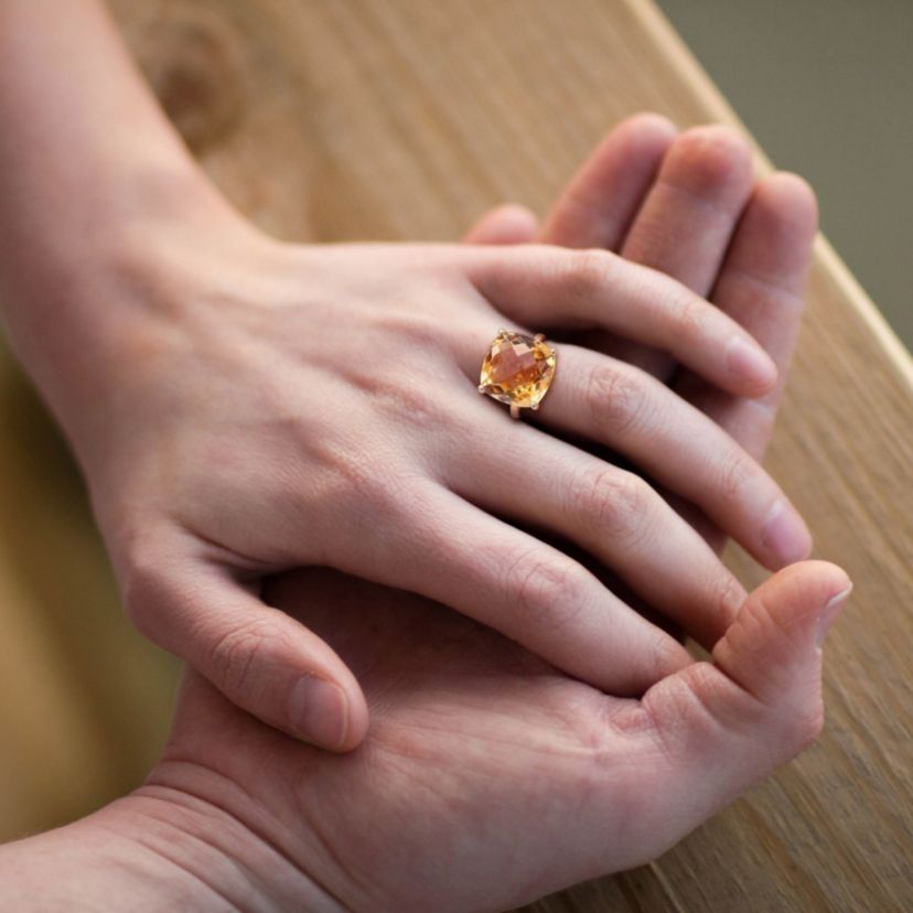 Madeira Citrine Cocktail Ring in 14K Yellow Gold