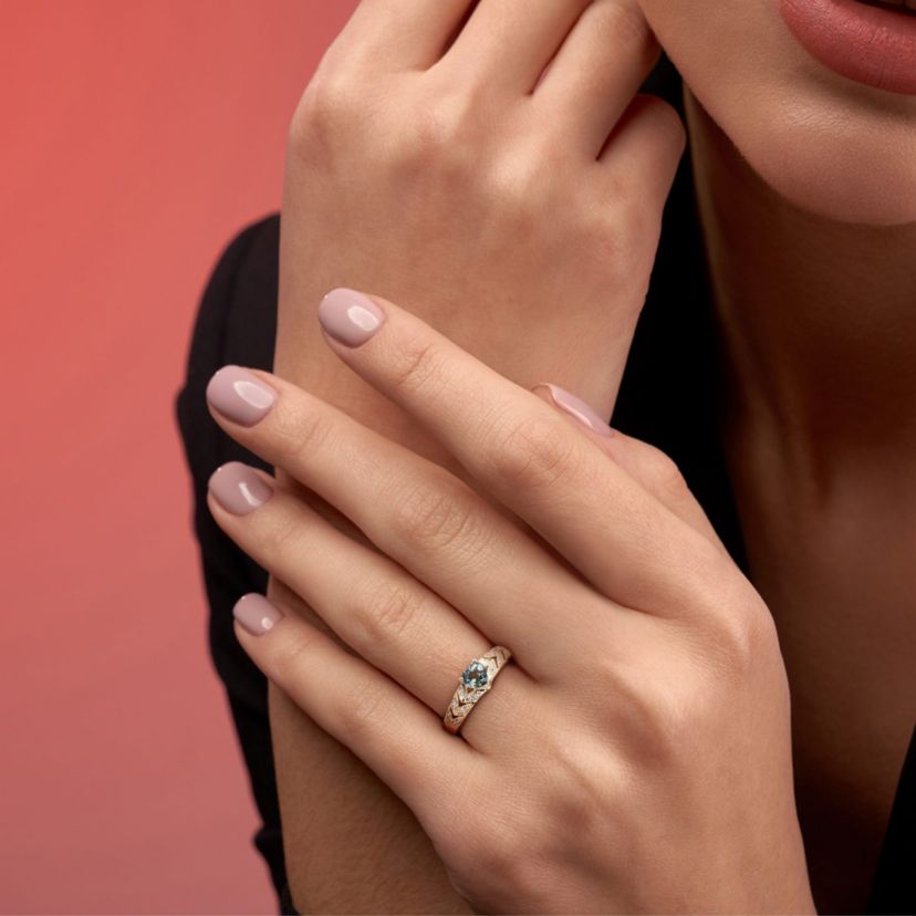 Green Sapphire and Diamond Accent Heart Ring in 10K Yellow Gold