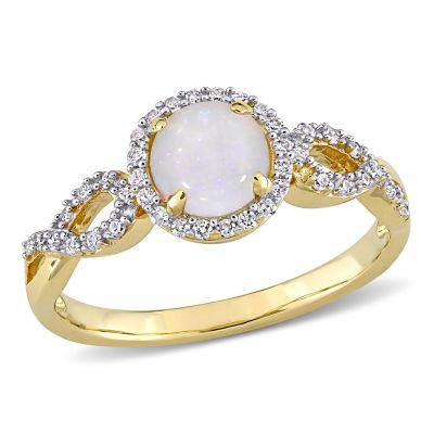 Belk & Co Opal and 1/6 ct. t.w. Diamond Circular Infinity Ring in 10K Yellow Gold -  540042611770258