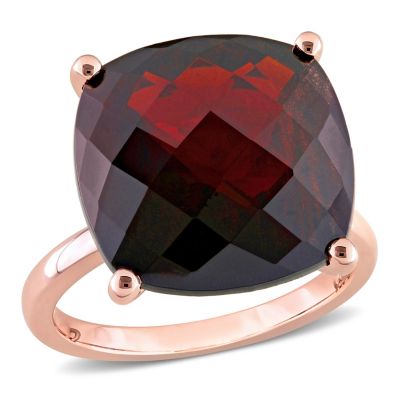 Belk & Co Garnet Cocktail Ring in 14K Rose Gold, Pink, 10