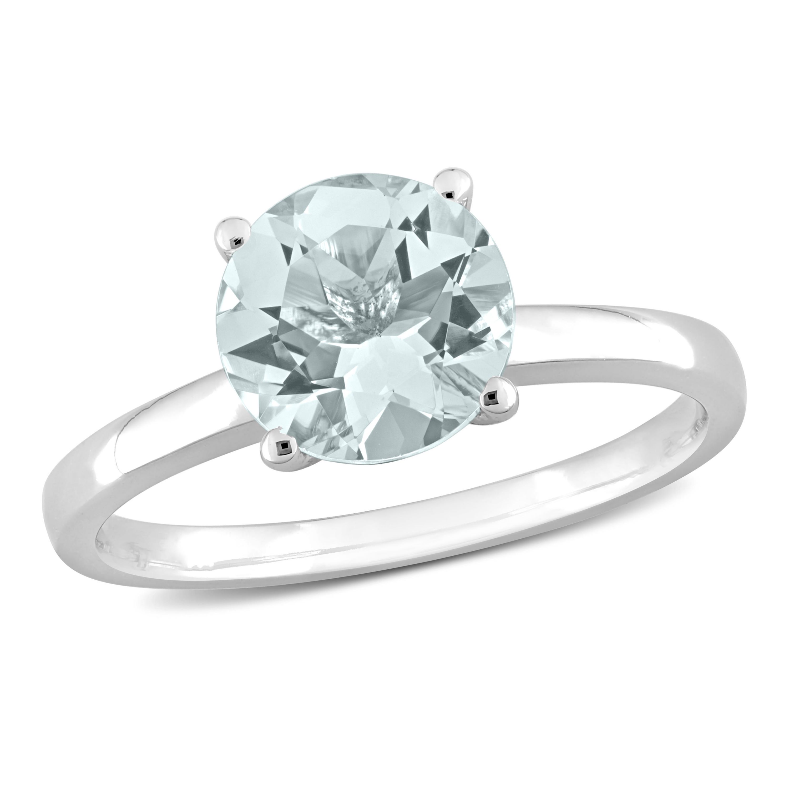 Aquamarine Solitaire Ring in 10K White Gold